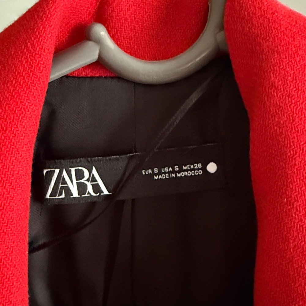 Zara Women's Vibrant Red Coat - Picture 2 of 6